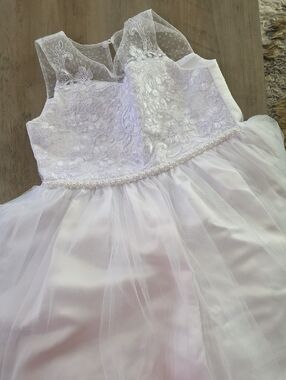 Bonnie Jean White Lace Tulle Party Dress